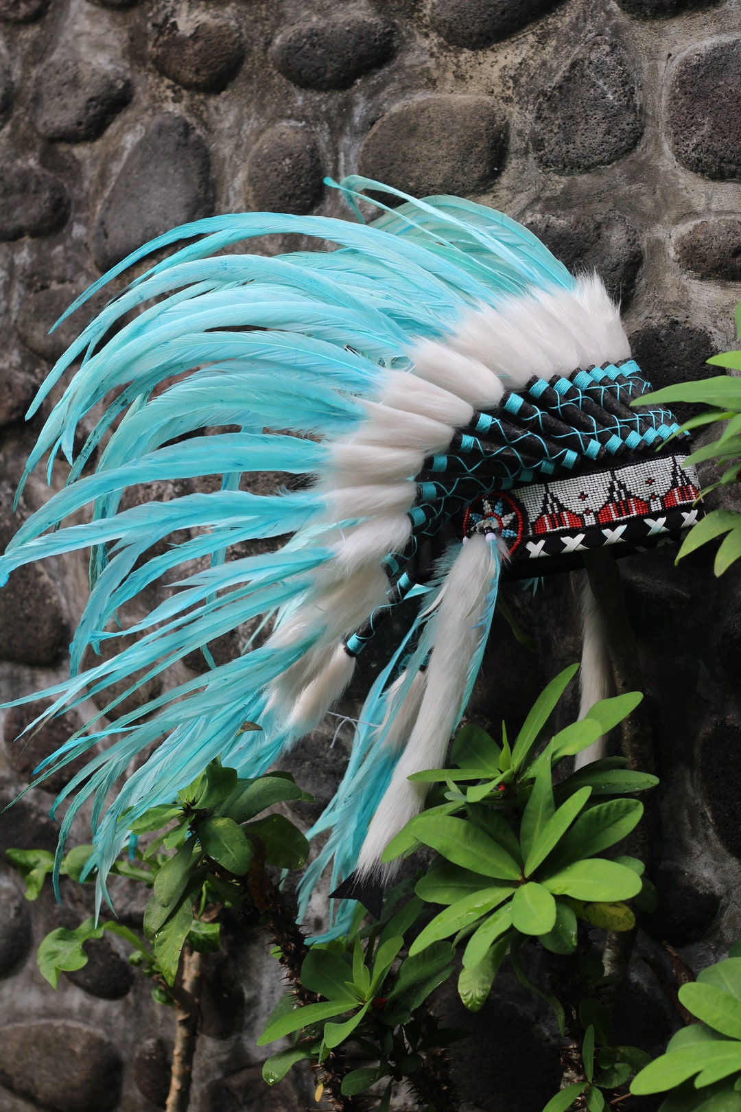 316L Stainless Steel Turquoise Feather Headdress