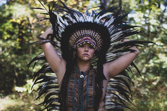 Long Indian Headdress Replica Made With 