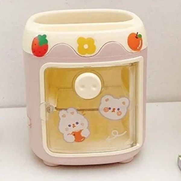 Kawaii multifunctional storage office container, for pens, washi tape, etc.., so cute! *INCLUDES STICKERS and PEN*