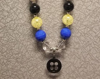Coraline inspired bubblegum necklace, button necklace, one of a kind