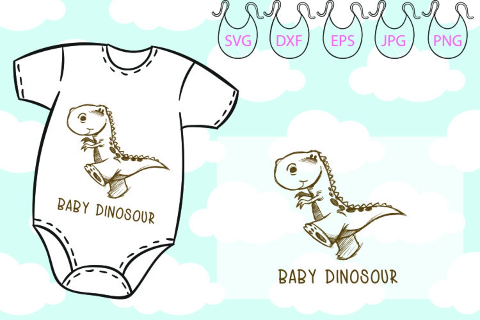Free Free 164 Baby Dinosaur Svg Cute T Rex Silhouette SVG PNG EPS DXF File