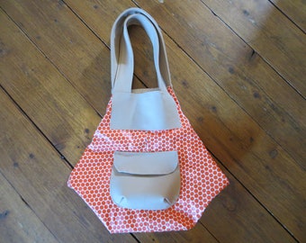 Shoppertasche beige/orange gepunktet