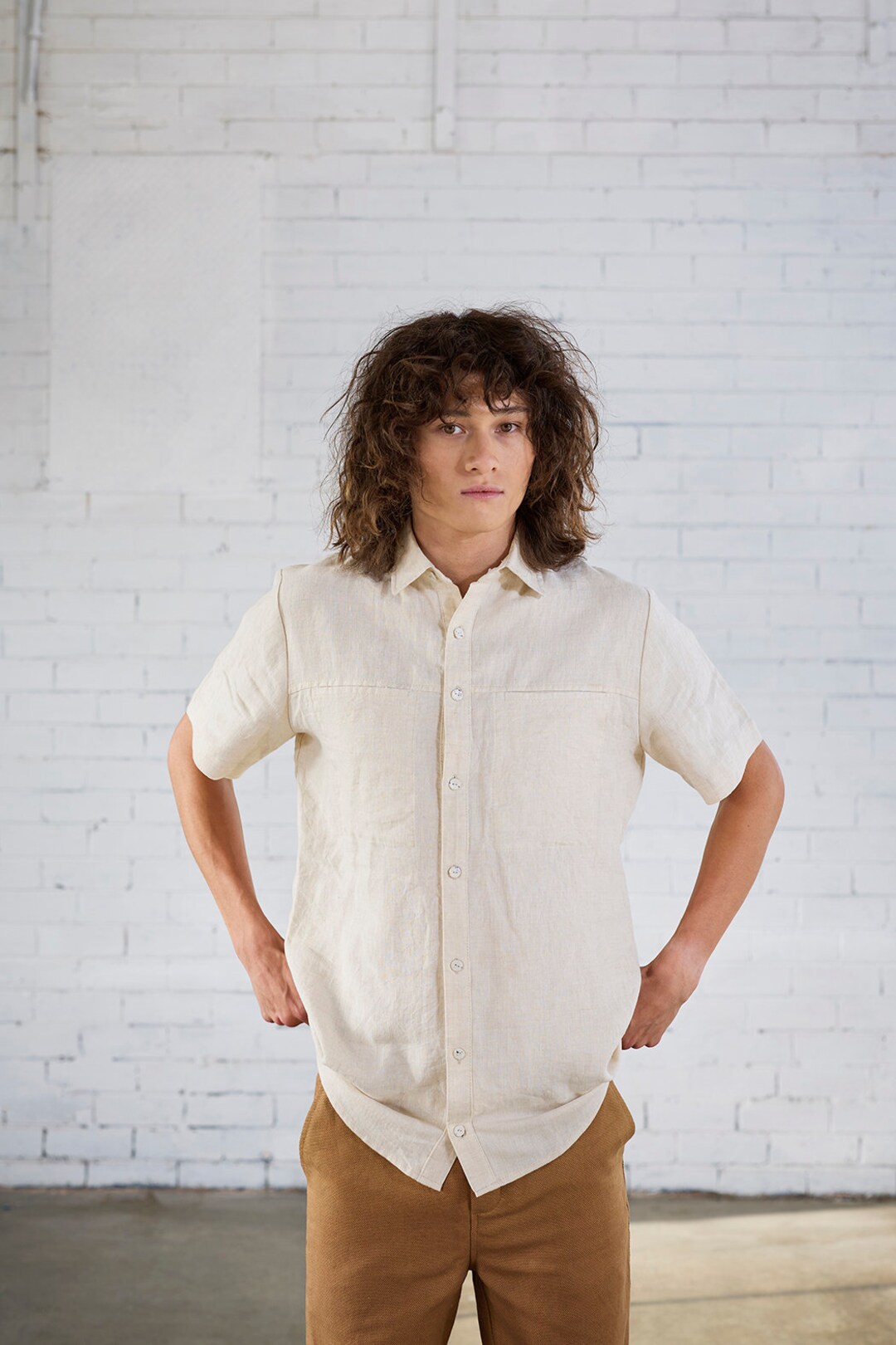 Sanders Button up - Garment Sample in Washed Linen - Etsy