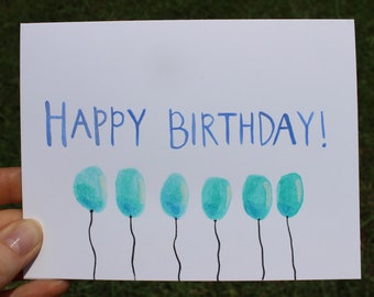 Happy Birthday Card / Watercolor / Balloons / Hand made