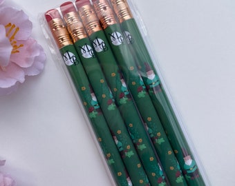 Gnome Pencil Set, Hand-Wrapped Pencils, cute Pencils, illustrated pencil set, hand wrapped pencils, garden gnome, unique gift