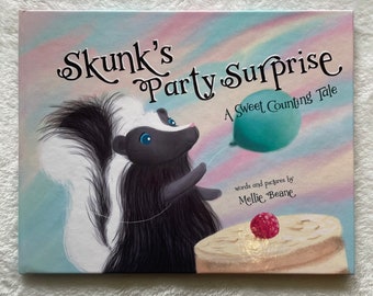 Skunk’s Party Surprise Book by Mellie Beane, Paperback Children’s Book, Books for Preschoolers, Counting Book, Skunk, Storytime, Author