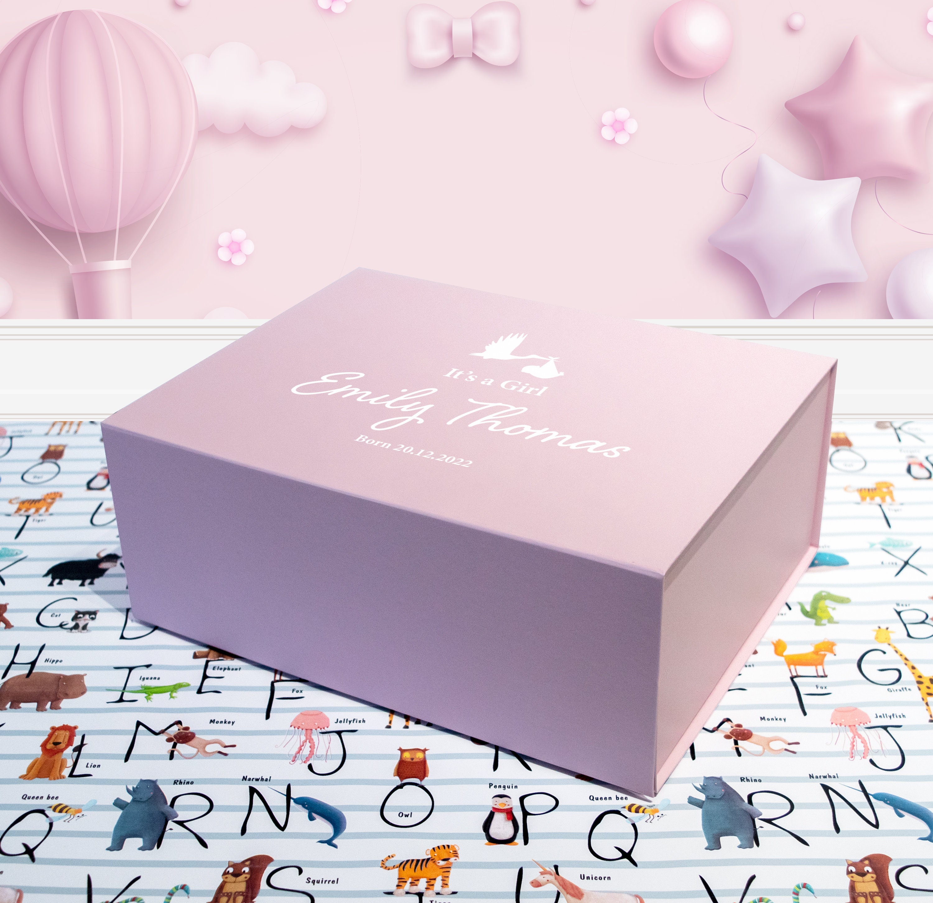 Personalised New Born Baby Gift Box, Baby Pink or Baby Blue Gift Boxes ...