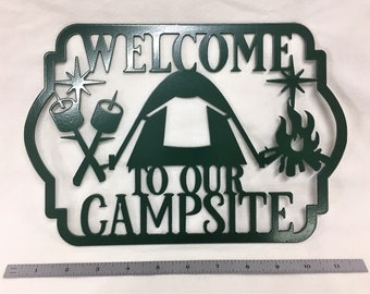 Welcome to Our Campsite Metal Wall Art