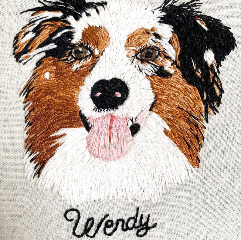 Custom Detailed Pet Portrait Embroidery Hoop Etsy
