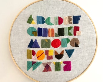 Mid Century Alphabet Embroidery Hoop
