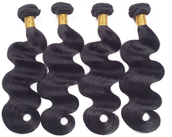 3 extensiones de cabello humano remy ondulado brasileño tejido sin procesar, trama de cabello virgen, paquetes de cabello humano para mujeres