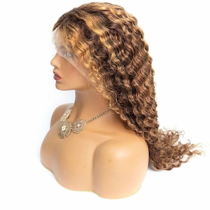 highlight T-Part lace hair wig Human Hair wig 13x6 t part wigs deep curly style women wigs for Ameircan black women hair wigs guleless