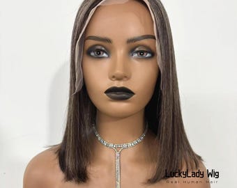 salt and pepper(Brown hair mixed gray hair) hair wigs grey frontal lace wigs gray human hair wig front lace wig glueless lace wigs for women