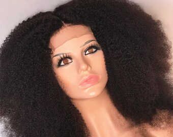 Mongolian Afro Kinky Curly Hair Wigs Frontal Lace 13x4 Wig  display picture 1