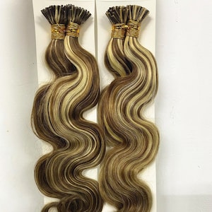 pianno I tip hair extensions highlight human hair balayage real human hair extension 100-160strand/bundle rainbow I tip hair extensions