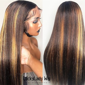 highlight T-Part lace hair wig Human Hair wig 13x6 t part wigs silk straight style women wigs for Ameircan black women hair wigs guleless