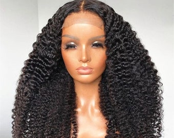 Afro Kinky Curly hair wig frontal 13x4 lace wigs prelucked hair human hair wig 13x6 front lace bleached knots glueless HD lace wig