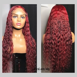 Wear&go HD 5x5 lace wigs ombre 1b/burgundy loose wave glueless human hair wig easy wear women wig with baby hair bleached knots for women
