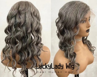 highlight salt and pepper hair wigs grey frontal 13x4 lace wigs gray human hair wig front lace 13x6 wig baby hair lace wigs for old women
