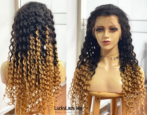 Ombre 1b 30black and Honey Blonde T part Lace Hair Wig Human Hair Wig 13x6 T Part Wigs Deep Curly Style Women Wig for Ameircan Black Women Etsy