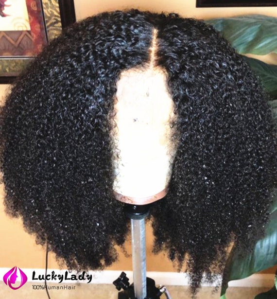Mongolian Afro Kinky Curly Hair Wig Frontal 13x4 Lace Wigs  display picture 3