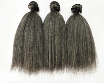 salt and pepper human hair extensions gray kinky straight hair weaving grey human hair wefts salt pepper human hair bundles hair extension