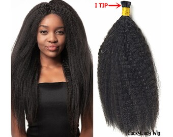 100% human hair kinky straight straight I tip hair extensions real human hair extensions 100-160strands/bundle I tip hair extensions