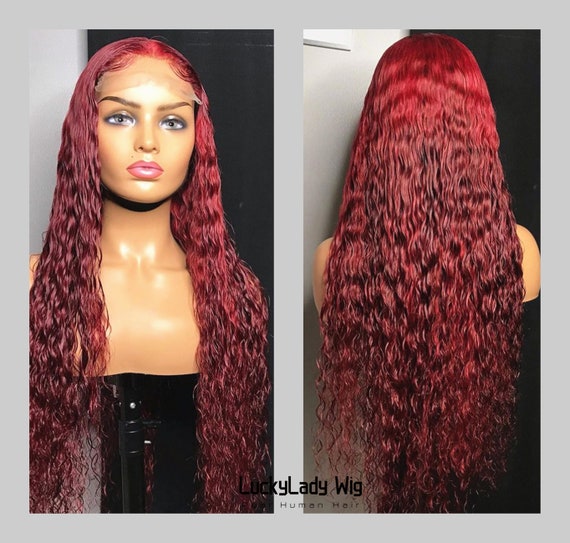 99J Red Wine Burgundy Loose Curly Hair Wigs Frontal 13x4  display picture 3