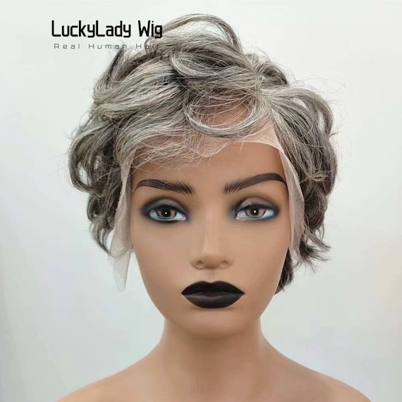 Pixie Salt and Pepper Hair Wigs Grey Frontal 13x4 Lace Wigs Gray Human Hair Wig Front Lace 13x6 Wig Baby Hair Lace Wigs for Old Women Etsy