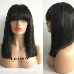 bob hair wig with bang frontal lace wigs prelucked hair human hair wig full lace hair wig HD lace women wigs glueless 360 lace hair wig