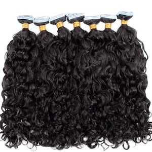 テープイン人毛エクステンション 100% 人毛 ディープカーリースキン ウェフトグルー ヘアエクステンション 40PCS PU テープイン人毛エクステンション