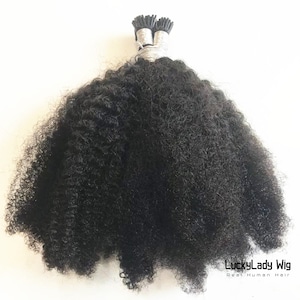Popular Afro Kinky Curly 100% human hair I tip hair extensions real human hair extensions 100-160strands/bundle I tip hair extensions