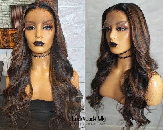 Highlight Brown Hair Wigs Frontal 13x4 Lace Wigs Prelucked  display picture 3