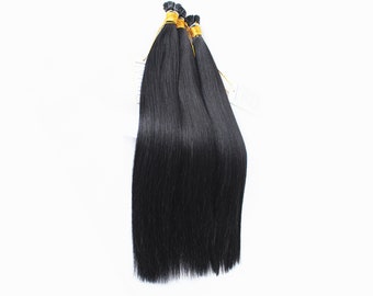 I tip hair extensions top quality 100% human hair straight real human hair extensions 100-160strands/bundle remy hair I tip hair extensions