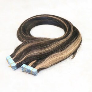 balayage テープイン人毛エクステンション レインボー 100% 人毛 本物の人毛エクステンション 40 個 ハイライト PU テープイン ヘアエクステンション