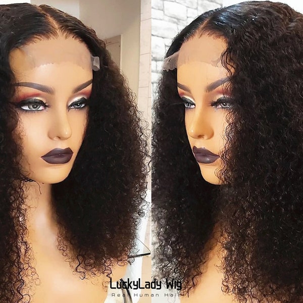 Jerry Curly hair wig frontal lace wigs prelucked hair human hair wig full lace bleached knots glueless women wig HD lace wig for women