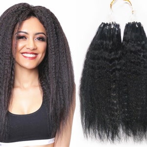Grob Italienisch yaki 100% Echthaar Mikroperlen Haarverlängerungen 100 Stränge / Bündel Remy Haar Mikroring Schleife Echthaar-Expanderungen