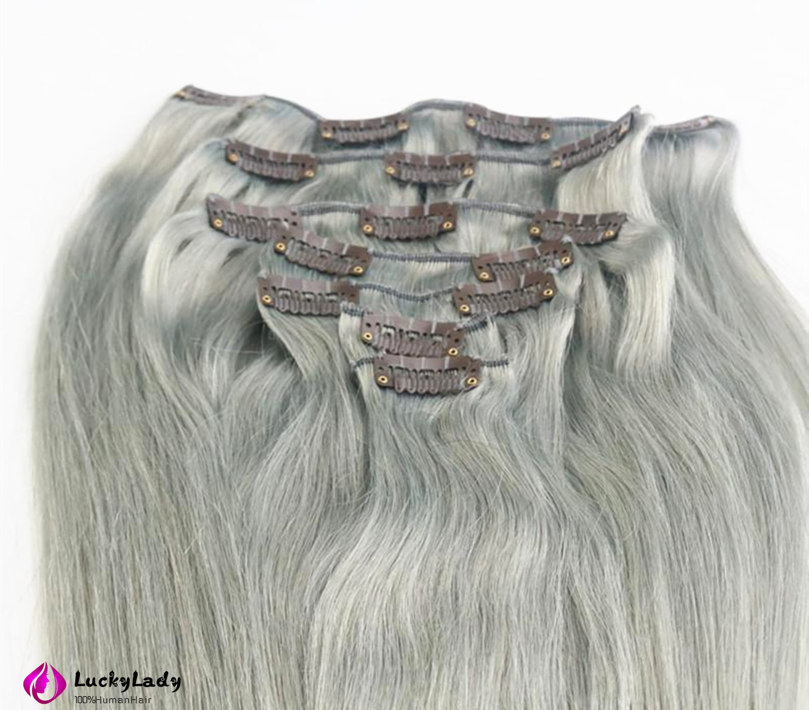 Gray Hair Clips in Hair Weft Human Hair Extensions Clips on Etsy