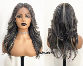 highlight salt and pepper hair wigs grey frontal 13x4 lace wigs gray human hair wig front lace 13x6 wig baby hair lace wigs for old women