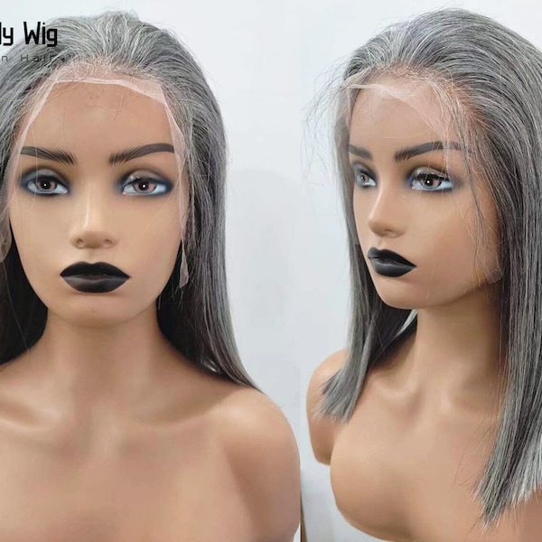 highlight salt and pepper hair wigs grey frontal 13x4 lace wigs gray human hair wig front lace 13x6 wig baby hair lace wigs for old women