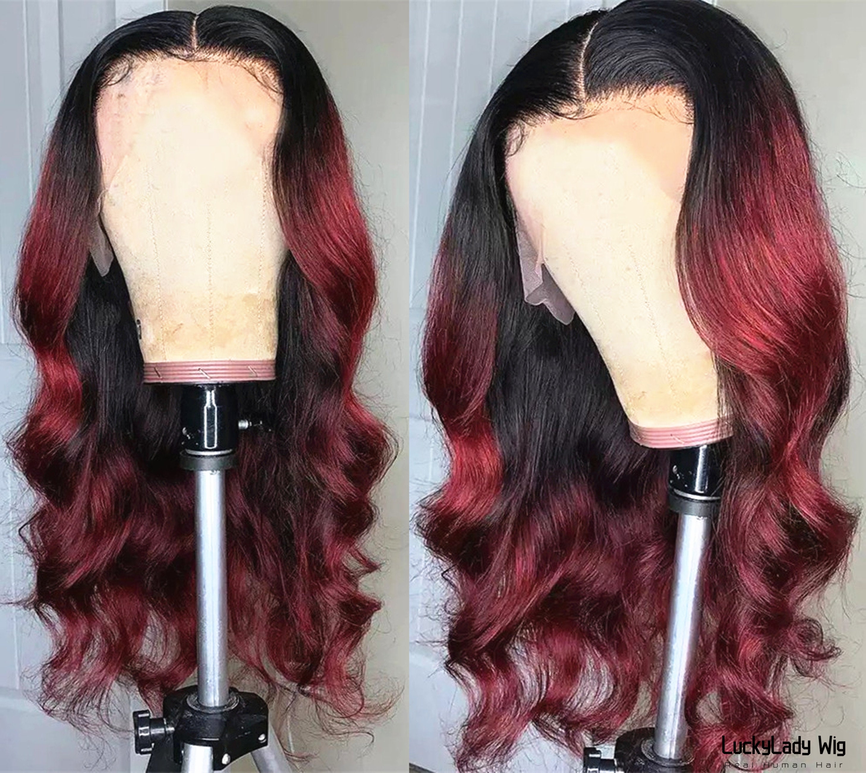 ?Misty WINE OMBRÉ 24” LACE FRONT Hot color  WIG Ombre Wine Wig - Etsy main image 2