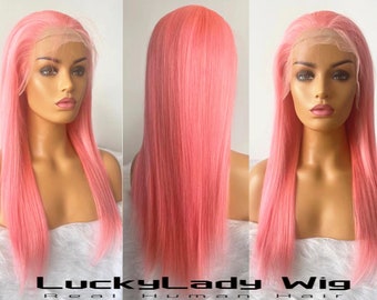Pelucas de cabello humano rosa y rojo, pelucas frontales de encaje 13x4, cabello pre-depilado, peluca de cabello rosa, peluca frontal de encaje 13x6 para mujeres con cabello de bebé, pelucas sin pegamento