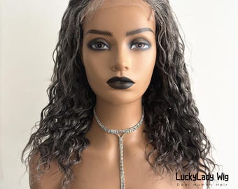 Salt and Pepper Human Hair Wig, Gray Lace Front Wig