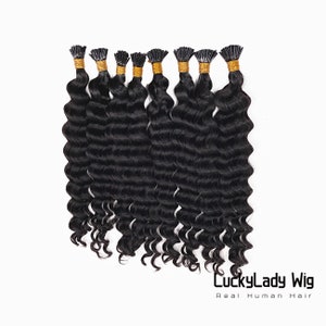 Deep Wave 100% human hair I tip hair extensions real human deep wavy hair extensions 100-160strands/bundle I tip hair extensions for women