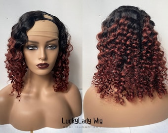 ombre U part wig Human Hair cheap U-Part wigs deep wave style women wigs for women Upart wigs free shipping