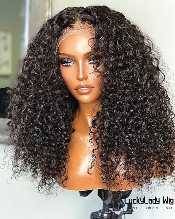 Kinky Curly Hair Wig Frontal Lace Wigs Prelucked Hair Human Hair Wig Full Lace Bleached Knots Glueless Women Wig HD Lace Wig for Women Etsy Canada