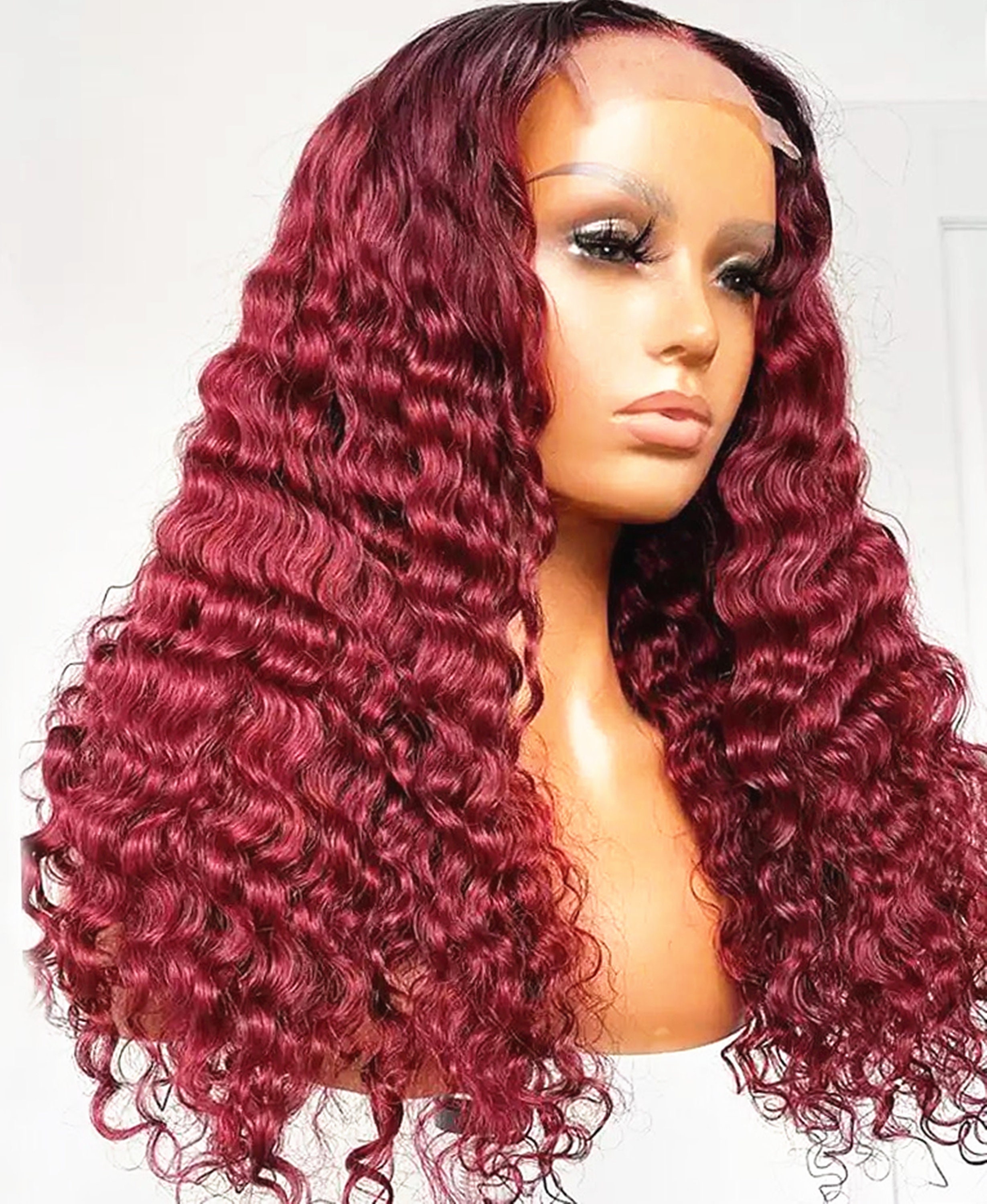Ombre 2tone 1B/99J Red Wine Burgundy Deep Curly Hair Wigs - Etsy
