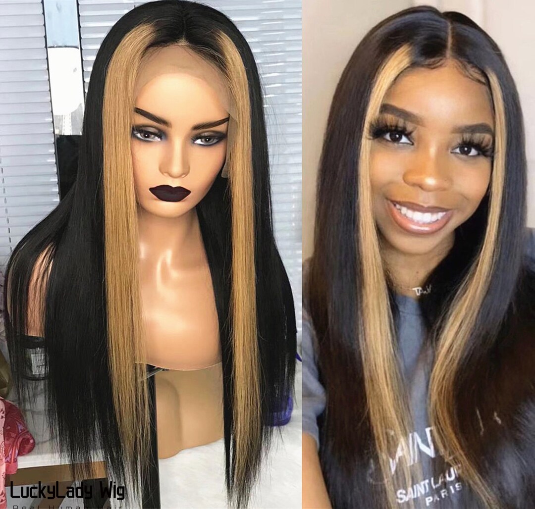Frontal Lace Straight Ombre 1b/27 Hair Wigs Prelucked Hair  display picture 1