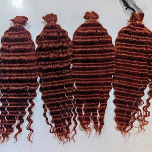 orange Remy Hair Real human Hair For Braiding Bulk Hair Human Hair Braiding Hair Deep wave Hair Braids no weft hair