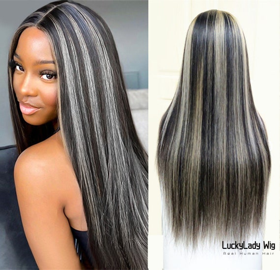 Highlight 1b grey Hair Wigs Pianno Grey Frontal 13x4 Lace Wigs Prelucked Hair Balayage Human Hair Wig Front Lace 13x6 Wig for Women Etsy